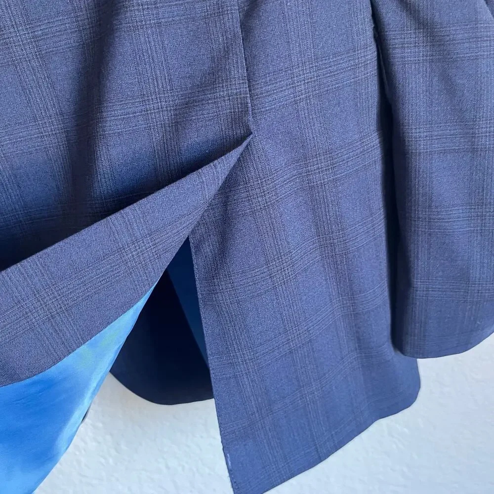 Calvin Klein Men’s Blazer Sport Coat 2 Button Jacket 42L 100% Wool Blue Plaid
